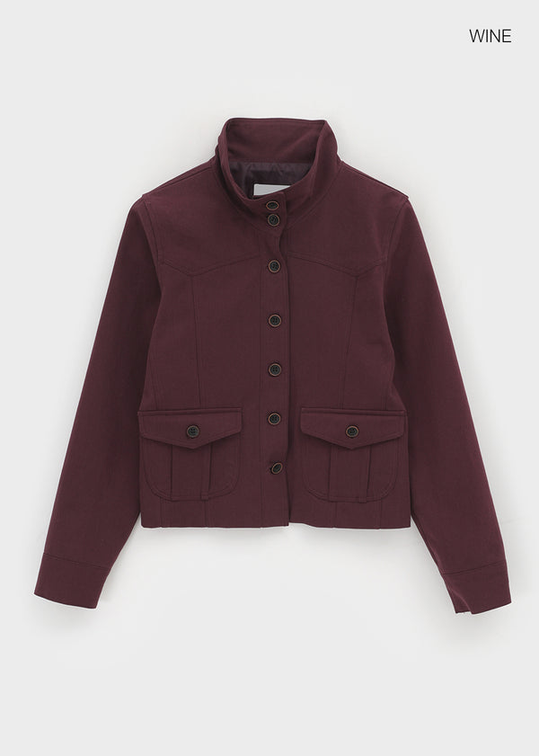 Melda High-neck Button Jacket