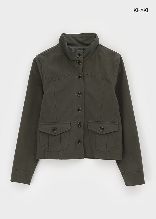 Melda High-neck Button Jacket