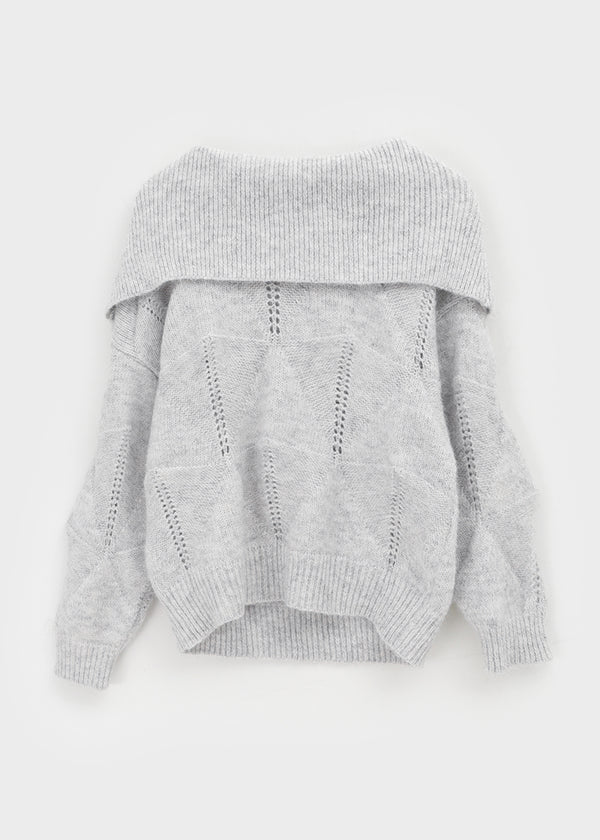 Kened Punching Off-shoulder Wool Knit