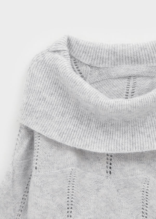 Kened Punching Off-shoulder Wool Knit