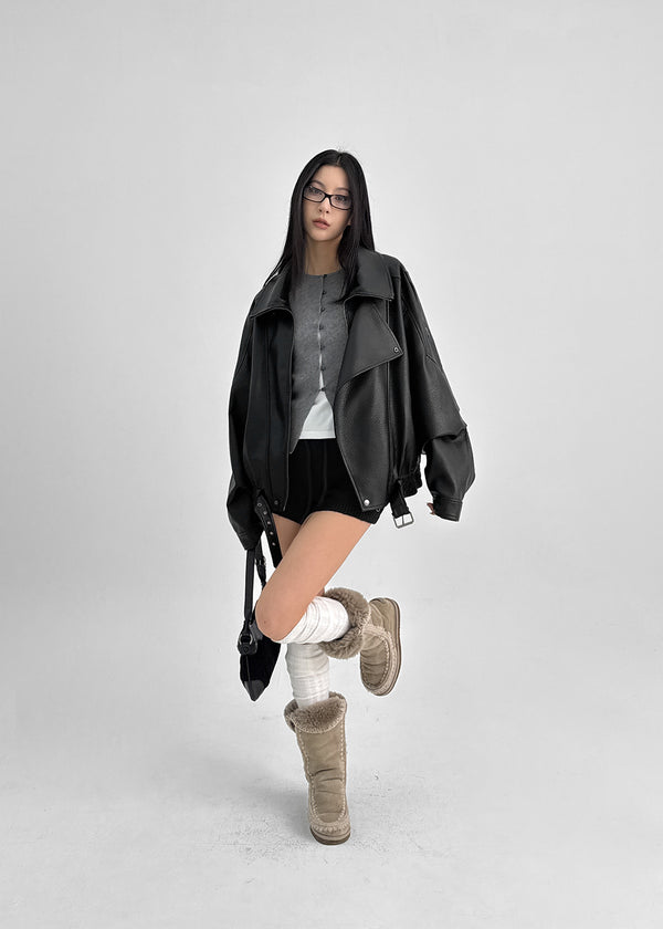 Tiku Double Collar Belt Rider Jacket