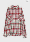 (UNISEX) Kenro Overfit Peach Fleece Check Shirt