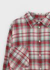 (UNISEX) Kenro Overfit Peach Fleece Check Shirt