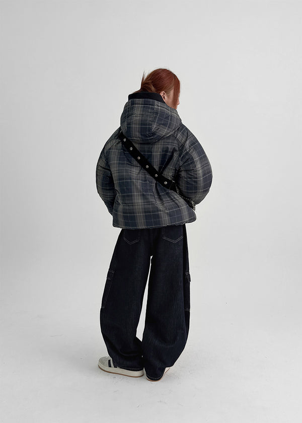 Benyun Non-fade Raw Balloon Cargo Denim Pants