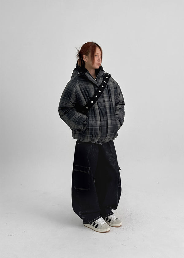 Benyun Non-fade Raw Balloon Cargo Denim Pants