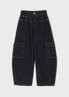 Benyun Non-fade Raw Balloon Cargo Denim Pants