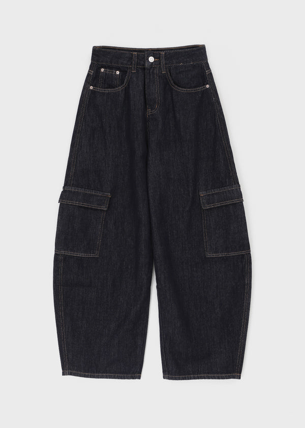 Benyun Non-fade Raw Balloon Cargo Denim Pants