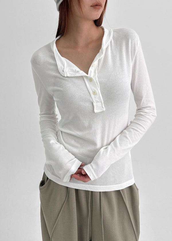 Kidte Henley Neck Button Long Sleeve T-shirt