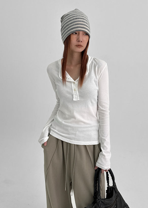 Kidte Henley Neck Button Long Sleeve T-shirt