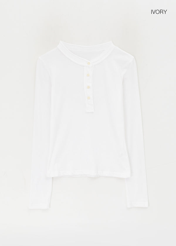 Kidte Henley Neck Button Long Sleeve T-shirt