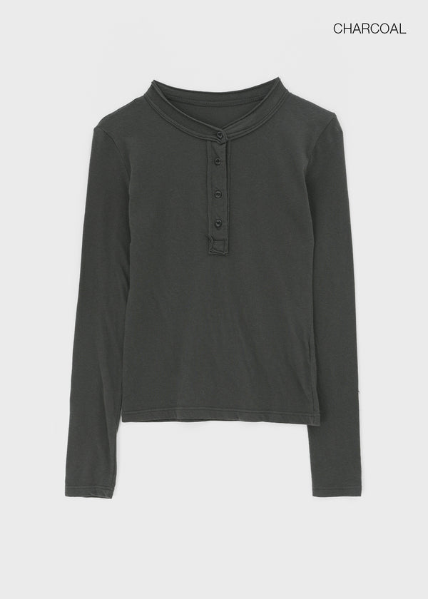 Kidte Henley Neck Button Long Sleeve T-shirt