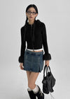 Dencel Fur Collar Knit Zip-Up