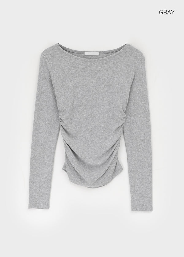 Ratne Shirring Long-sleeved T-shirt
