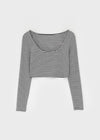 Popoa Set - Striped Long-sleeved T-shirt, Halter Top