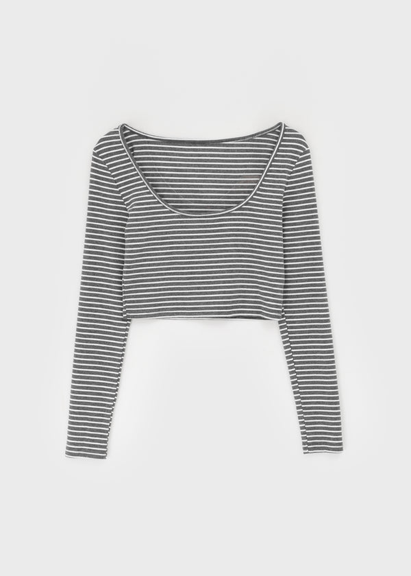 Popoa Set - Striped Long-sleeved T-shirt, Halter Top