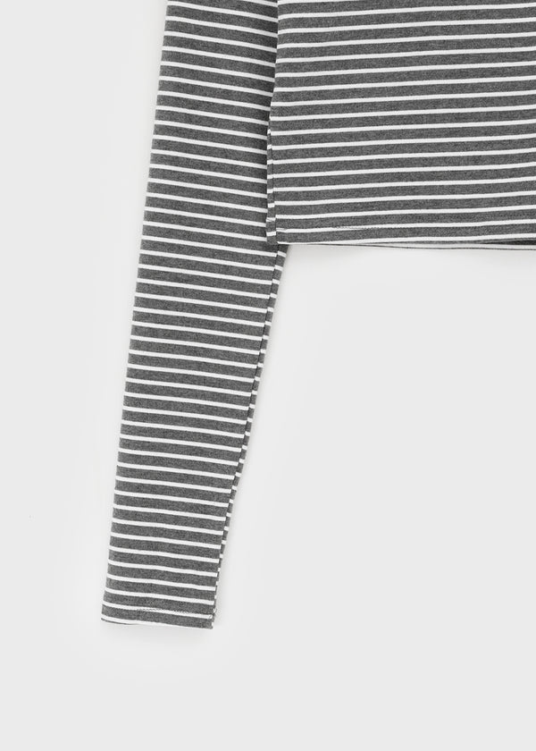 Popoa Set - Striped Long-sleeved T-shirt, Halter Top