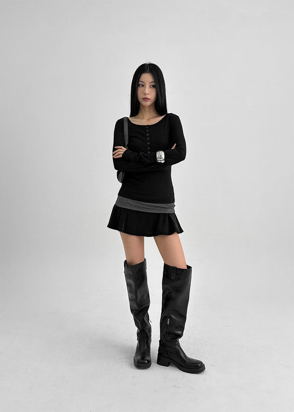 Whicom Flare Mini Skirt Pants