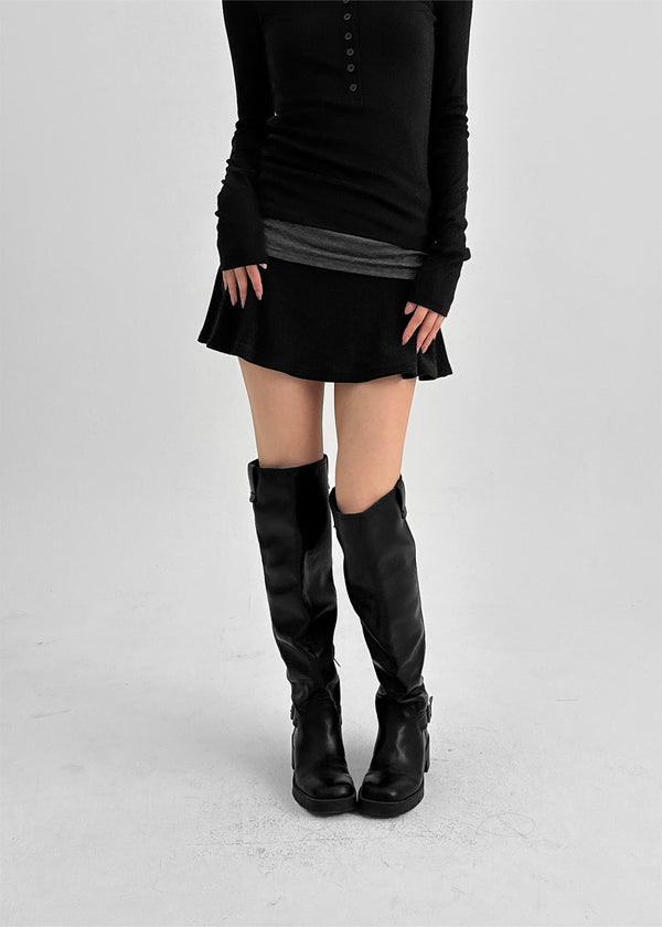 Whicom Flare Mini Skirt Pants