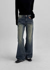 Calf Vintage Washed Bootcut Denim Pants