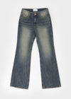 Calf Vintage Washed Bootcut Denim Pants