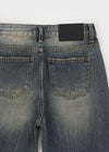 Calf Vintage Washed Bootcut Denim Pants