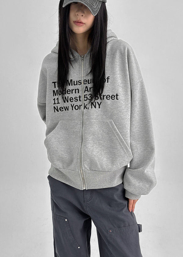 Tomak Lettering Loose Fit Hooded Zip-up