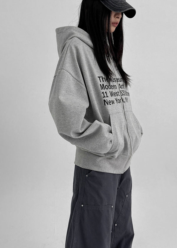 Tomak Lettering Loose Fit Hooded Zip-up