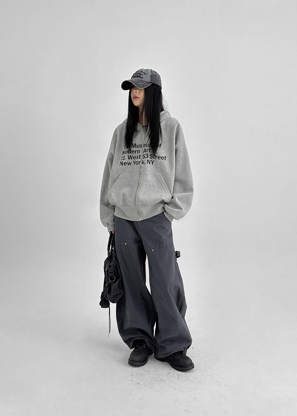 Tomak Lettering Loose Fit Hooded Zip-up