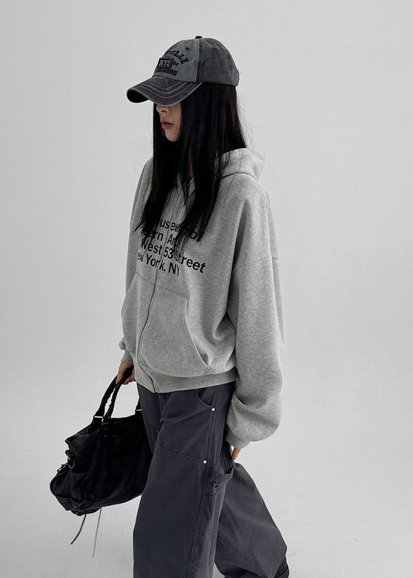 Tomak Lettering Loose Fit Hooded Zip-up