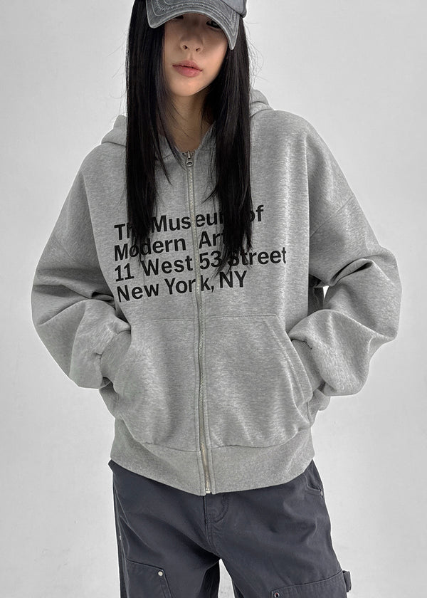 Tomak Lettering Loose Fit Hooded Zip-up