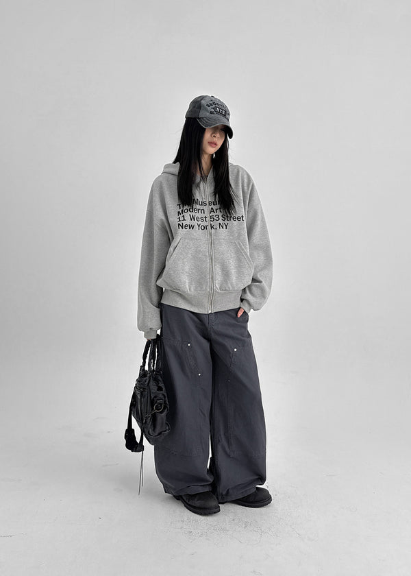 Tomak Lettering Loose Fit Hooded Zip-up