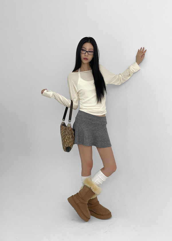 Whicom Flare Mini Skirt Pants