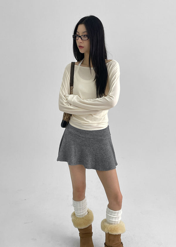 Whicom Flare Mini Skirt Pants