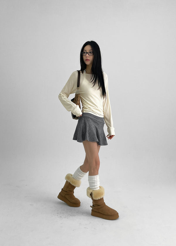 Whicom Flare Mini Skirt Pants