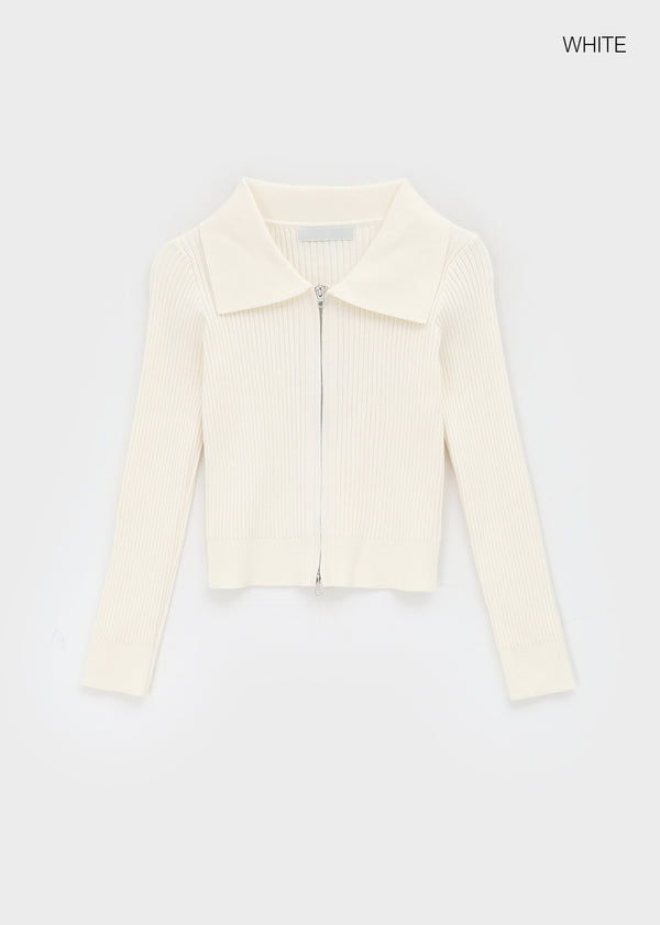 All-net two-way knit zip-up