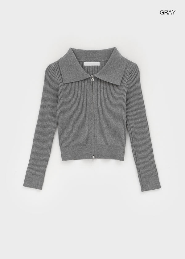 All-net two-way knit zip-up