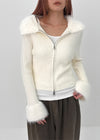 Dencel Fur Collar Knit Zip-Up
