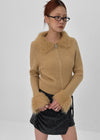 Dencel Fur Collar Knit Zip-Up