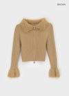 Dencel Fur Collar Knit Zip-Up