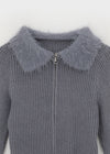 Dencel Fur Collar Knit Zip-Up