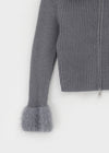 Dencel Fur Collar Knit Zip-Up