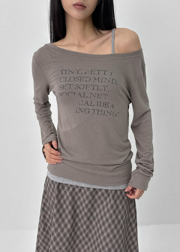 Sowan 透視一字肩長袖T恤