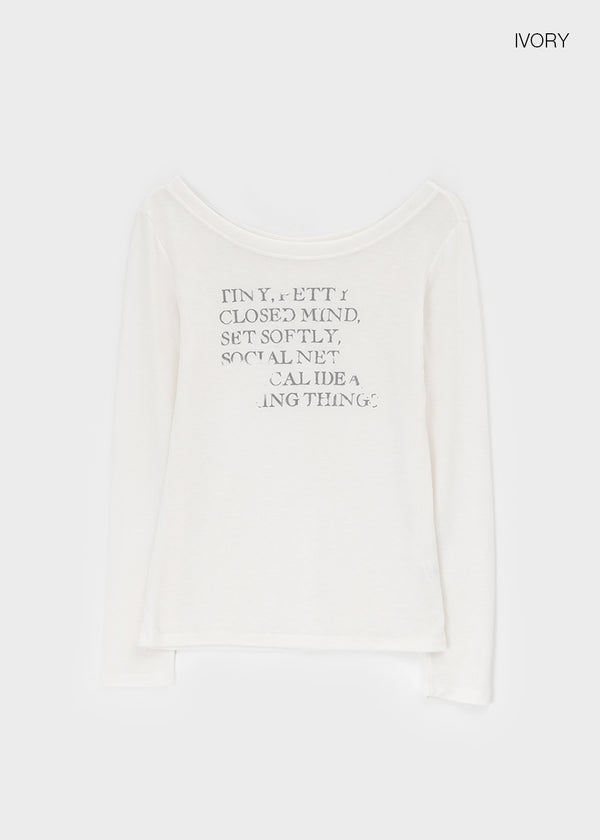 Sowan 透視一字肩長袖T恤