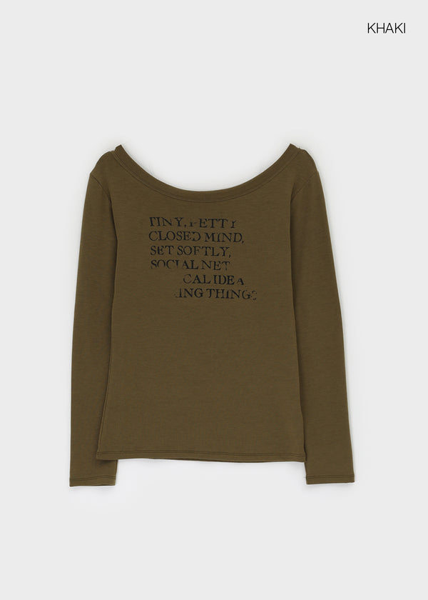 Sowan 透視一字肩長袖T恤