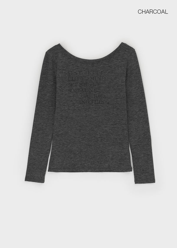 Sowan 透視一字肩長袖T恤