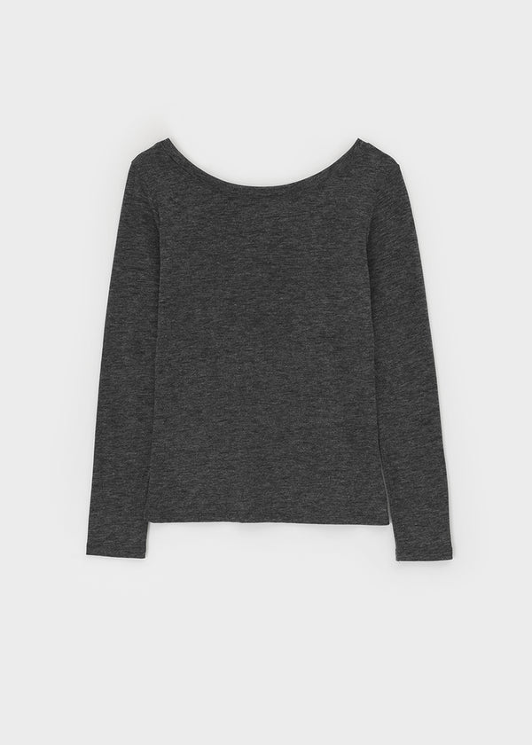 Sowan 透視一字肩長袖T恤