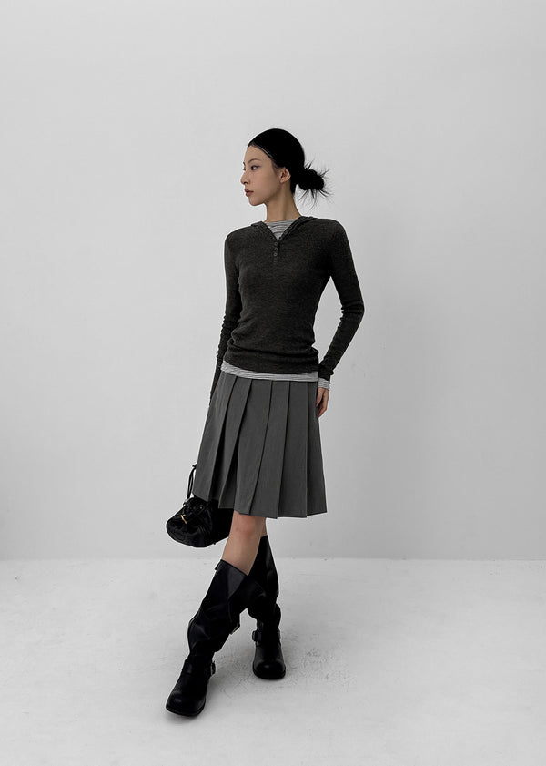 Lunette Pleated Midi Skirt