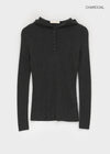 Liene Button Ribbed Hooded Knit