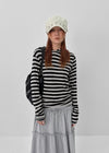 Diyan Stripe Long Hooded Long Sleeve T-shirt