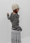 Diyan Stripe Long Hooded Long Sleeve T-shirt